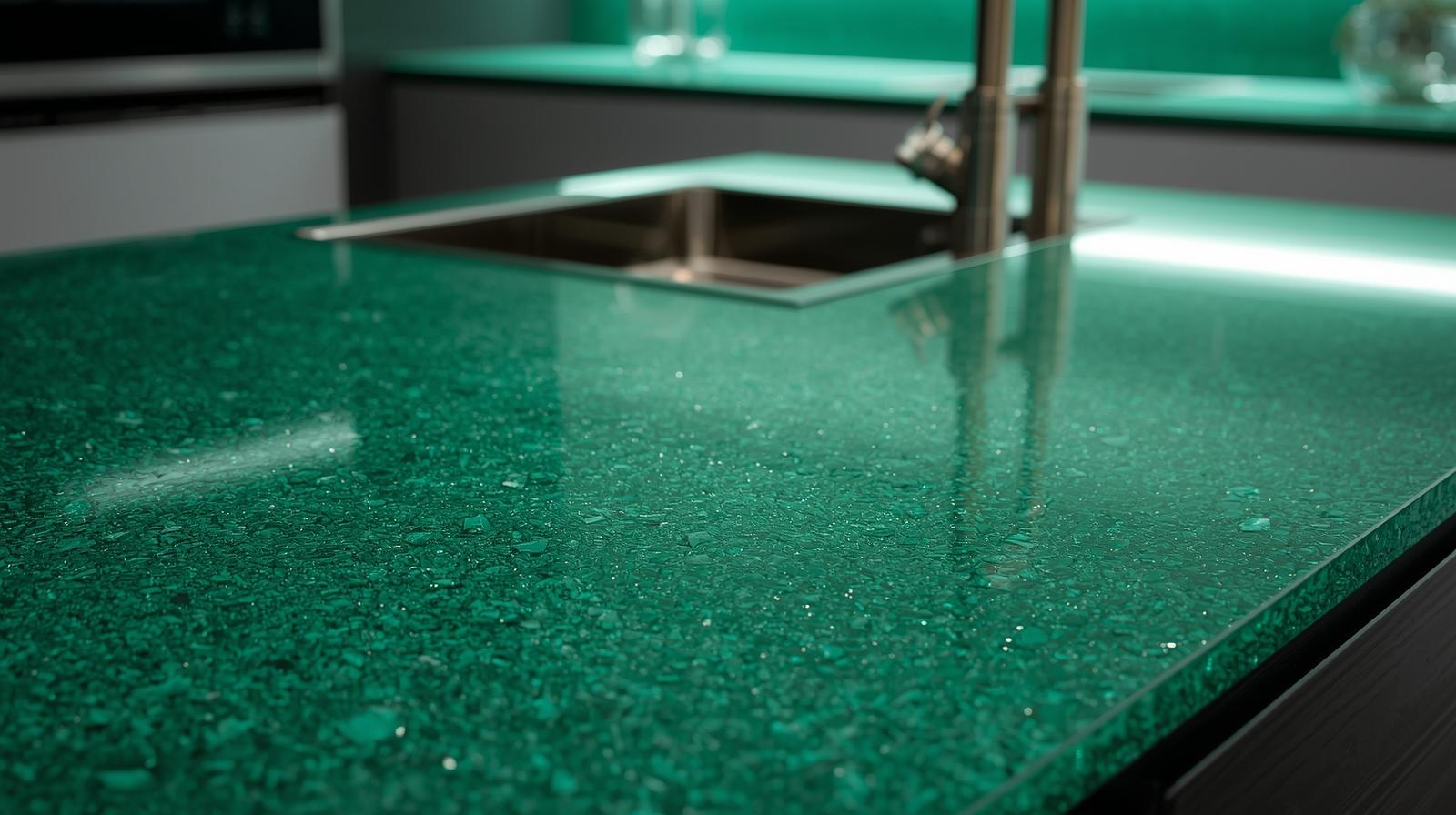 Återvunnet glas i bänkskivor – elegant och samtida
